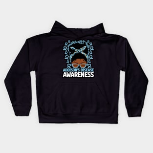 Addison's Disease Awareness Afro Messy Bun Addison's Disease Kids Hoodie